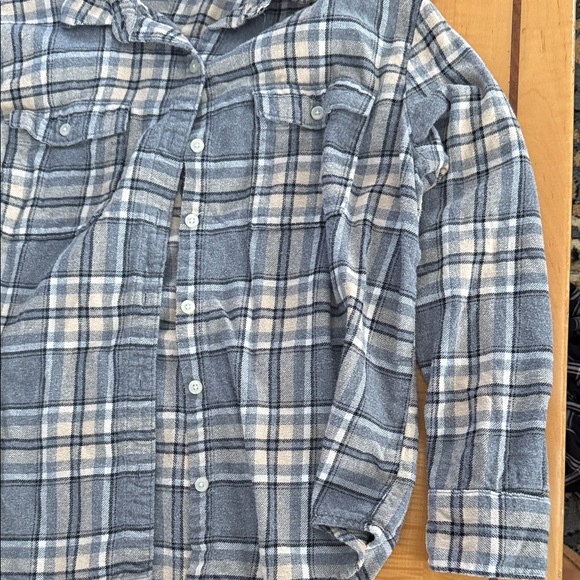 Old Navy Blue and Cream Plaid Men's Shirt - Picture 3 of 6